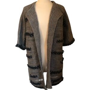 Diane Von Furstenberg Gray Wool & Alpaca Blend Cardigan w/Black details Size M